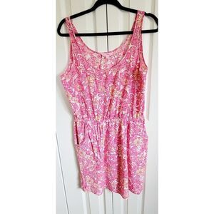 Lilly Pulitzer L Kori Dress Sun Dress  Pink Yellow Fish Sealife Pockets *Defect*